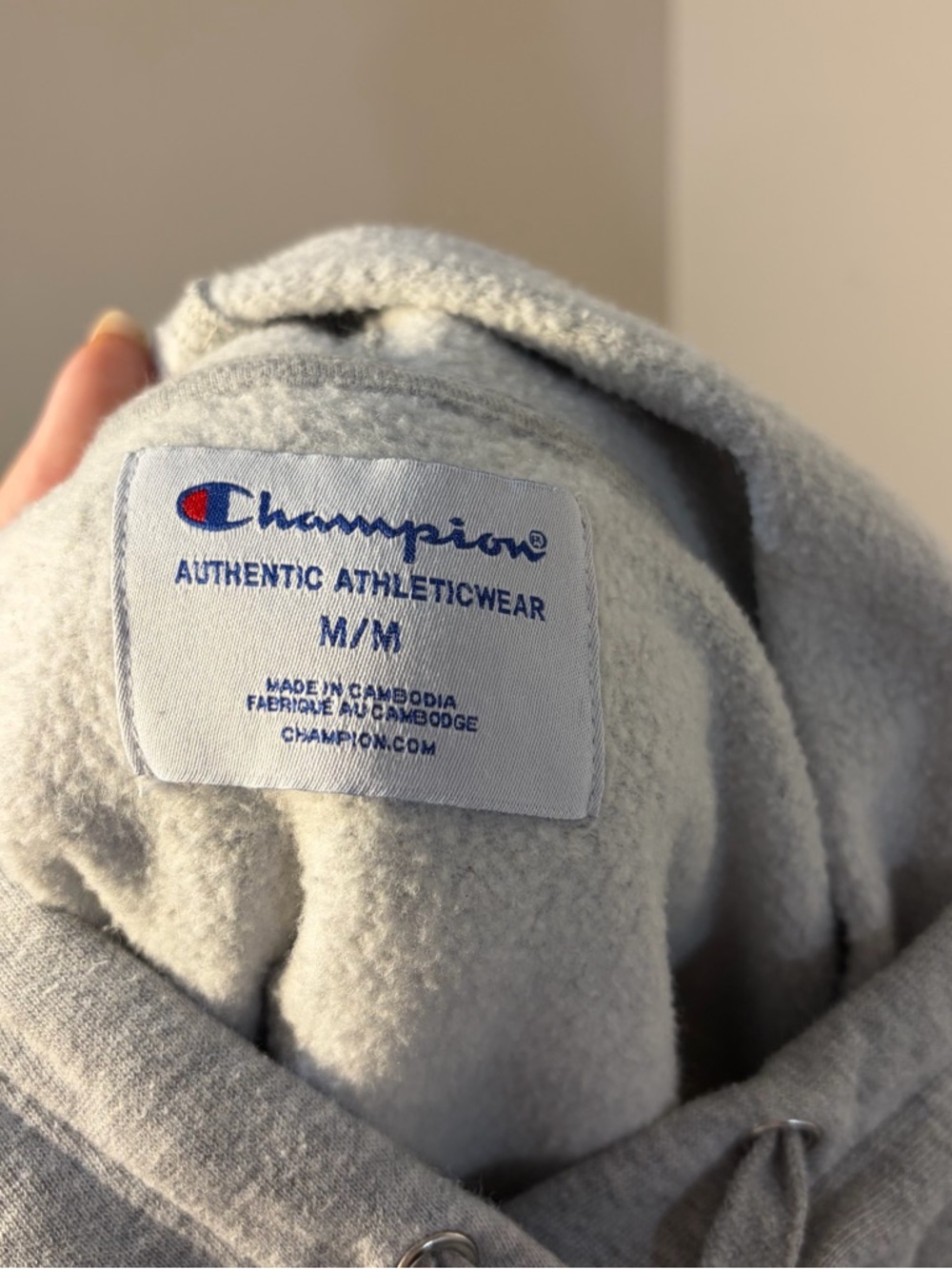 Champion Light Gray Hoodie with Pink Logo Script - Picture 4 of 8